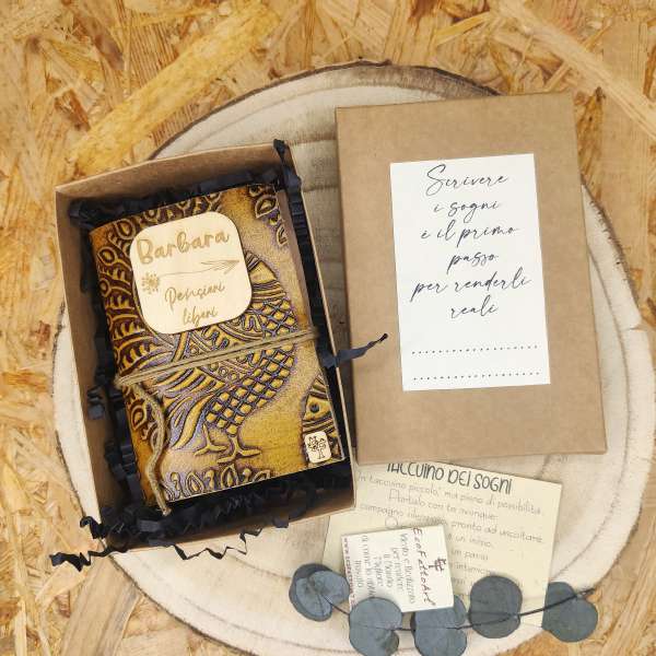 Mini Diario con targhetta in legno Personalizzabile